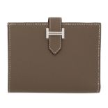 Hermès: an Etoupe Epsom Leather Bearn Compact Wallet 2023 (includes felt protector and box)