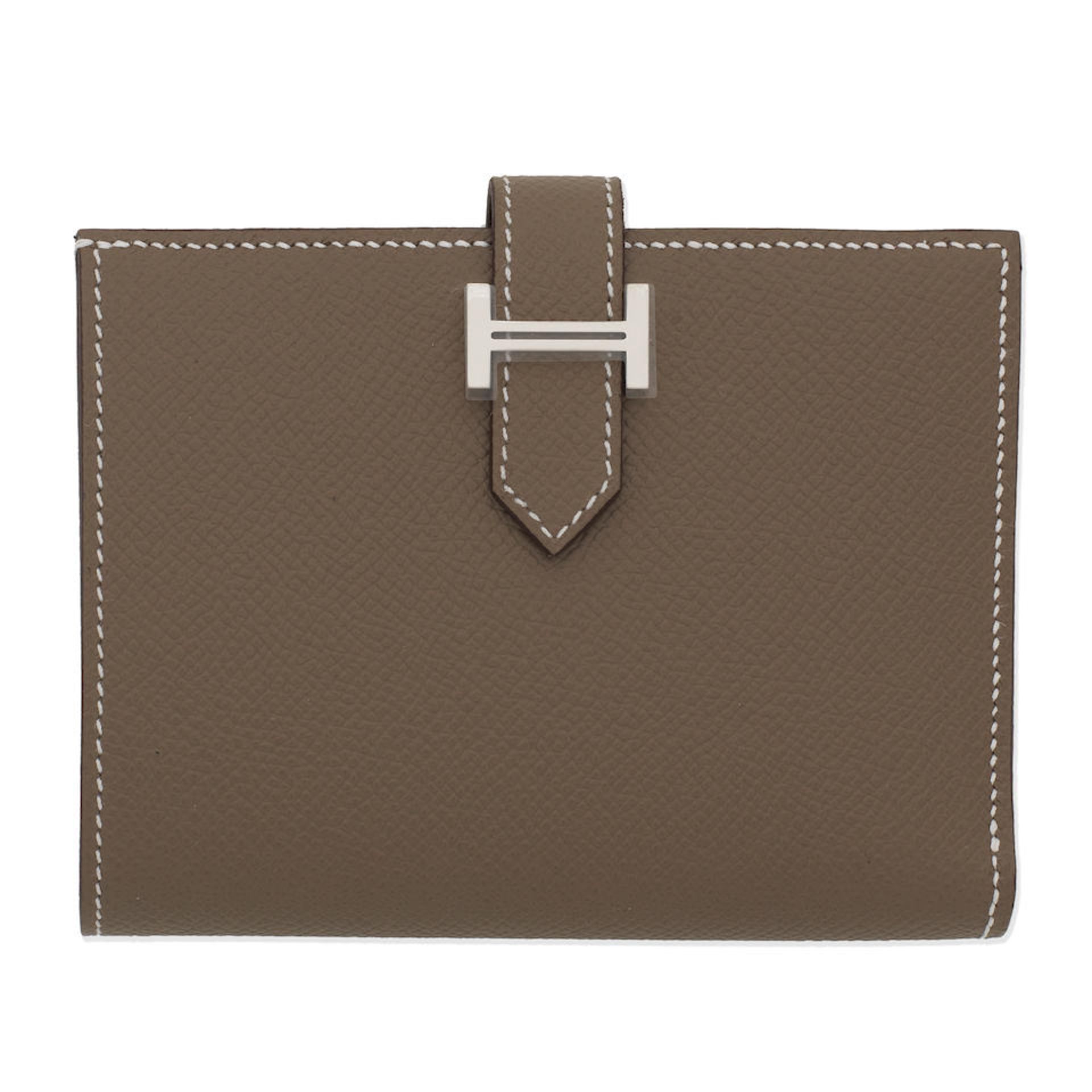 Hermès: an Etoupe Epsom Leather Bearn Compact Wallet 2023 (includes felt protector and box)