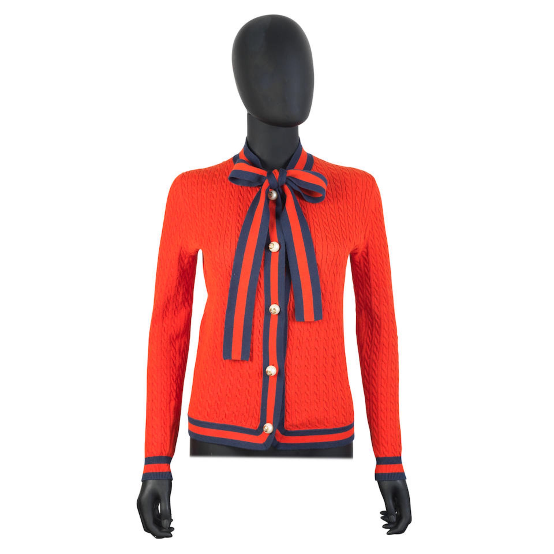 Gucci: a Red and Navy Knitted Cardigan