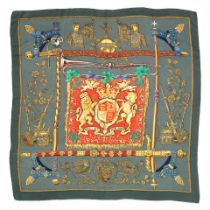 Hermès: a Rare 'Dieu Et Mon Droit' Silk Scarf c.1961