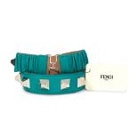 Fendi: a Turquoise Calfskin Studded Waist Belt (includes tag)