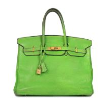 Hermès: a Vert Cru Clemence Leather Birkin 35 2003 (includes padlock, keys, cloche, dust ba...