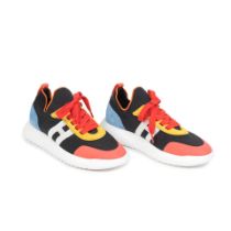 Hermès: a Pair of Multicolour Knit and Suede Crew Sneakers (includes dust bags)