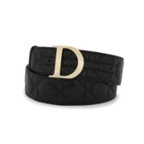 Christian Dior: a Black Cannage Quilted Leather Belt (includes dust bag)