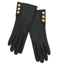 Hermès: a Pair of Black Leather Gloves (includes box)