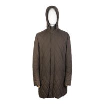 Loro Piana: an Olive Grey Men's Quilted Storm System Rain and Wind Protection Coat