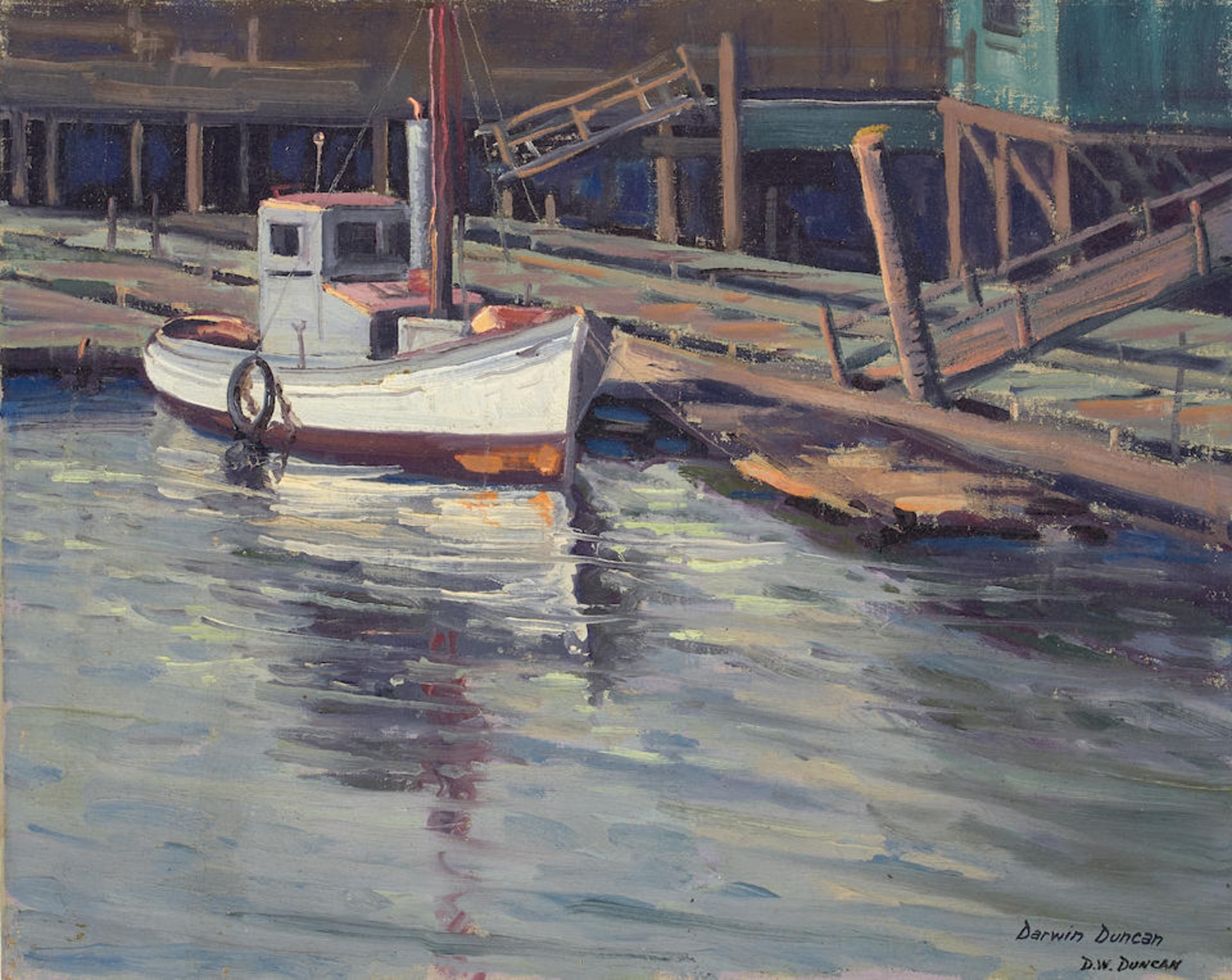 Darwin Duncan (1905-2002) San Pedro Harbor Scene 16 x 20 in. unframed