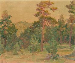 Charles A. Fries (1854-1940) Early Morning in the Laguna Mountains 10 x 12 in. framed 13 1/2 x ...