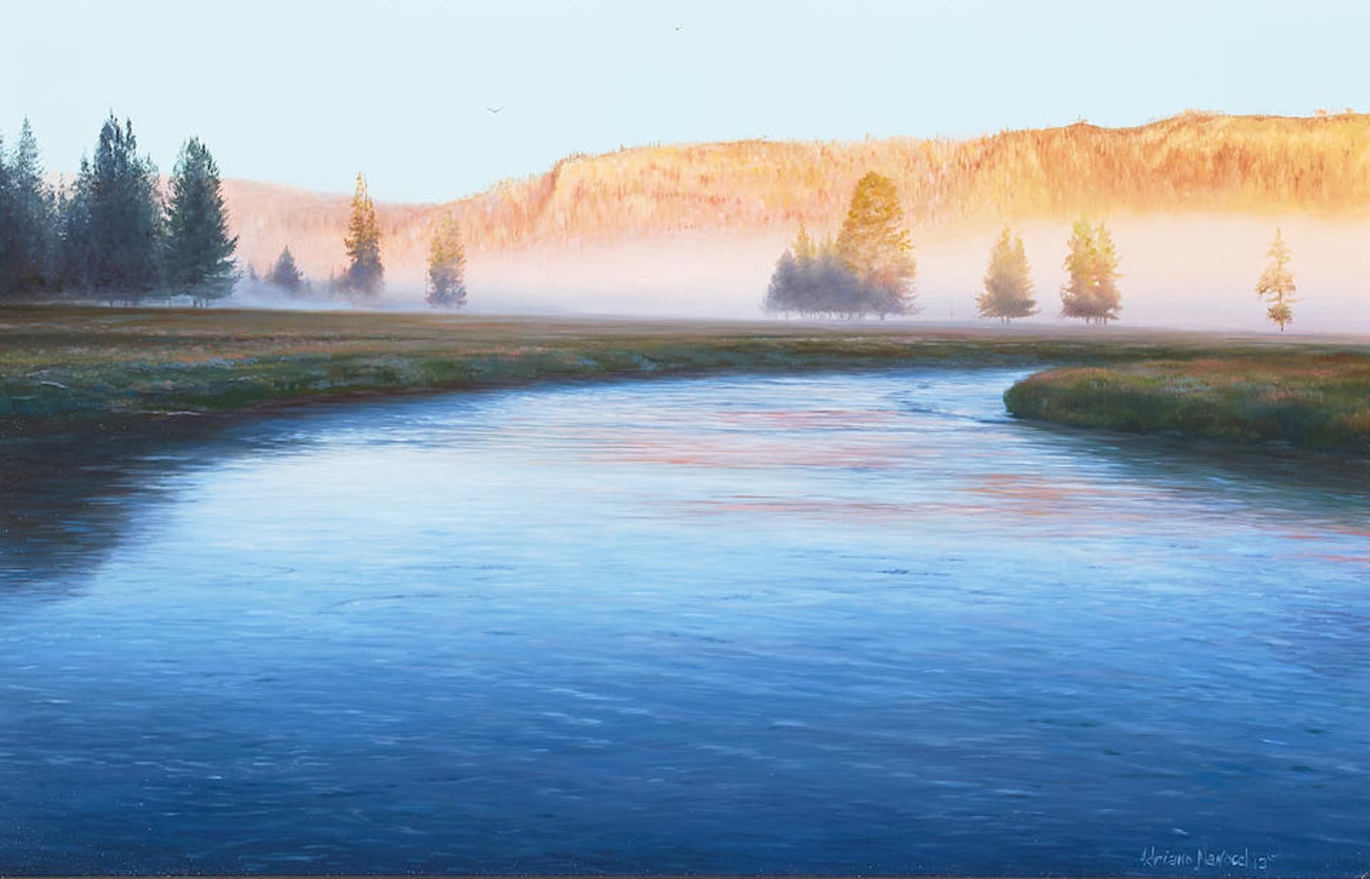 Adriano Manocchia (born 1951) Sunrise - Yellowstone 10 1/2 x 16 1/4 in. framed 16 1/4 x 22 in. (...