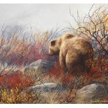 Trevor V. Swanson (born 1968) Foraging Bear 12 x 13 in. framed 17 x 18 in.