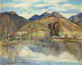 Alfred R. Mitchell (1888-1972) Lakeside 13 x 16 in. unframed