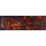 Traute Huycke (20th Century) Abstract 15 1/2 x 48 in. framed 25 x 57 1/4 in.