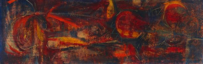 Traute Huycke (20th Century) Abstract 15 1/2 x 48 in. framed 25 x 57 1/4 in.