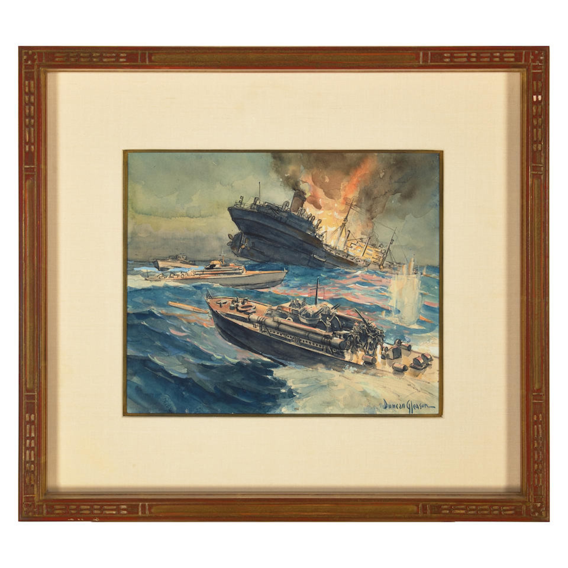 Duncan Gleason (1881-1959) Vosper P.T.s in Action and Crash Boats - Army Rescue Craft in Action ... - Bild 2 aus 4