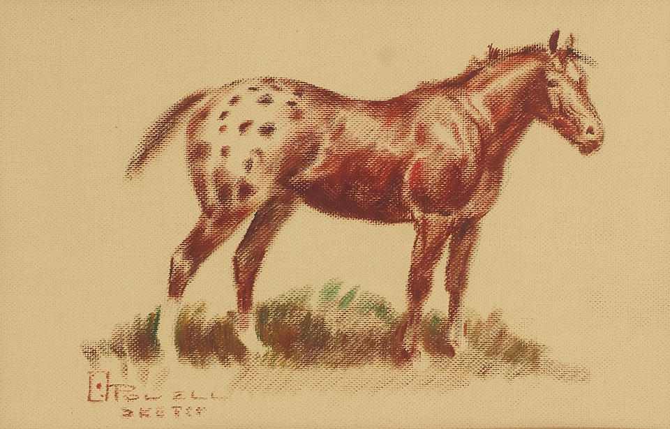 Ace Powell (1912-1978) Appaloosa Horse sight 6 3/4 x 11 in., canvas 10 x 14 in. framed 16 x 19 1...