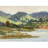 John Budicin (born 1944) Carmel River 12 x 16 in. framed 19 1/2 x 23 3/4 in.