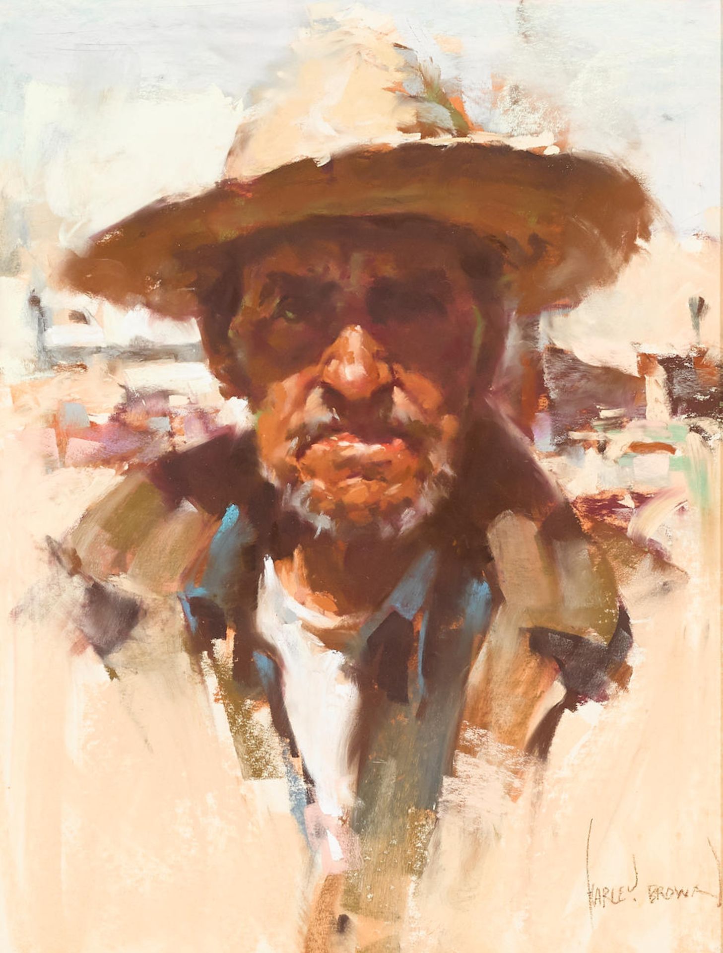 Harley Brown (born 1939) Oaxacan Rancher 14 1/2 x 11 in. framed 26 x 22 in.