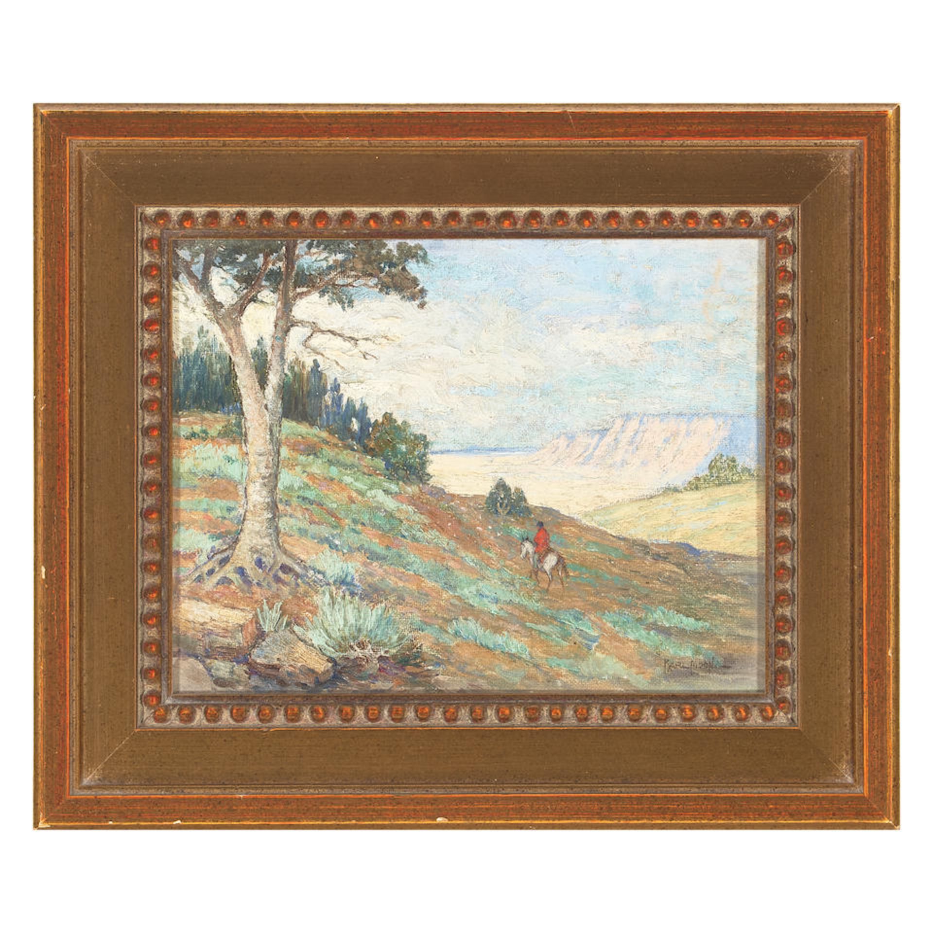 Carl (Karl) Everton Moon (1879-1948) Indians in the Mountains 6 x 8 in. framed 9 1/4 x 11 in. - Bild 2 aus 2