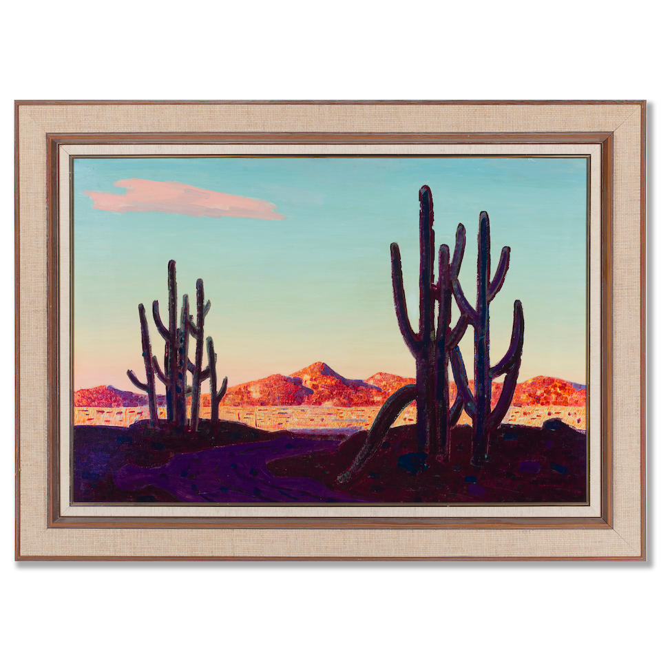 Conrad Buff (1886-1975) Desert Landscape with Cactus 24 x 35 1/2 in. framed 31 1/2 x 43 in. - Bild 2 aus 2