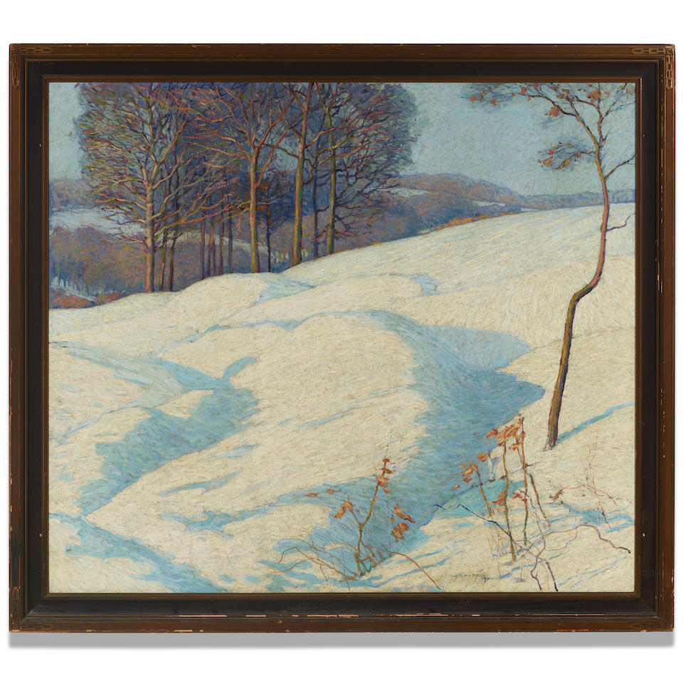 Harry Anthony DeYoung (1893-1956) Snow Scene 40 x 46 in. framed 46 x 52 in. - Image 2 of 2