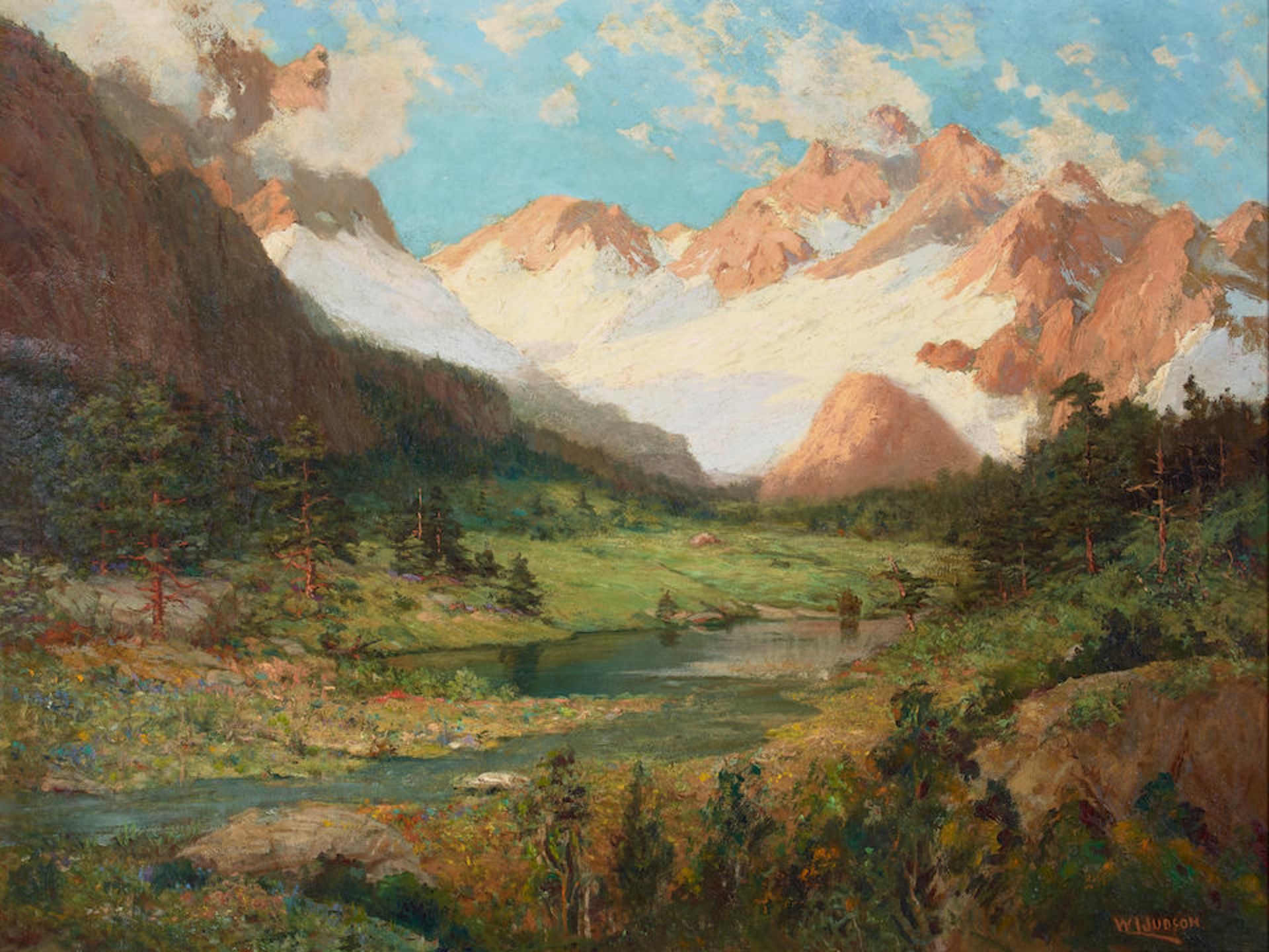 William Lees Judson (1842-1928) The Minarets (Ritter Range, Sierra Nevada Mountains) 30 x 40 in....