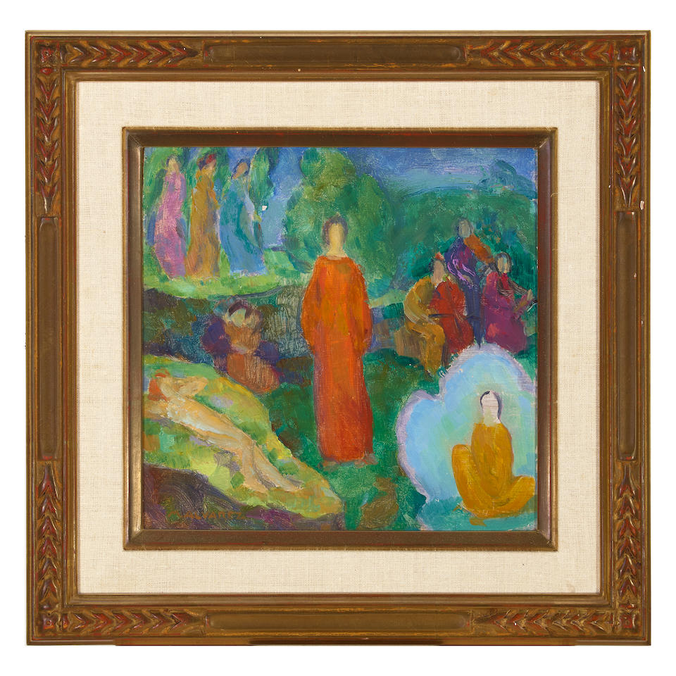 Mabel Alvarez (1891-1985) Figures in a Landscape (The Symbolic Series) 10 x 10 1/2 in. framed 15... - Bild 2 aus 2