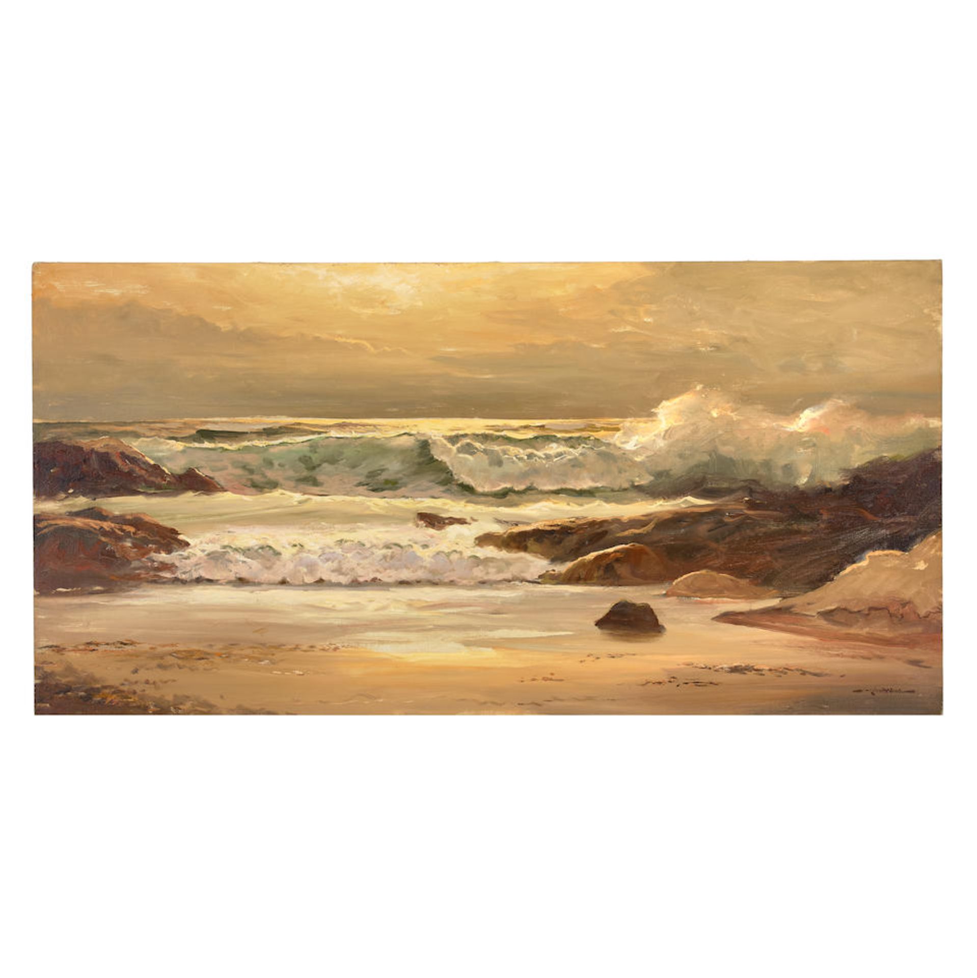 Robert William Wood (1889-1979) Laguna Surf 24 x 48 in. unframed - Image 2 of 2