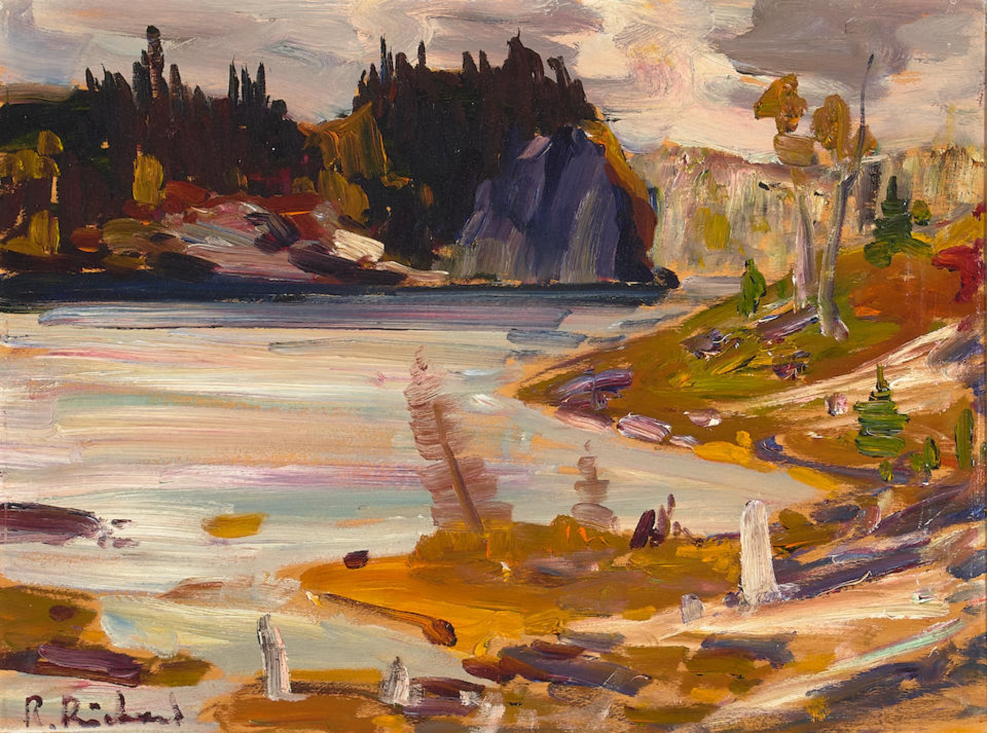 René Jean Richard (Canadian, 1895-1982) Lac Pres de la Riviere Manicouagan 12 x 16 in. fra...