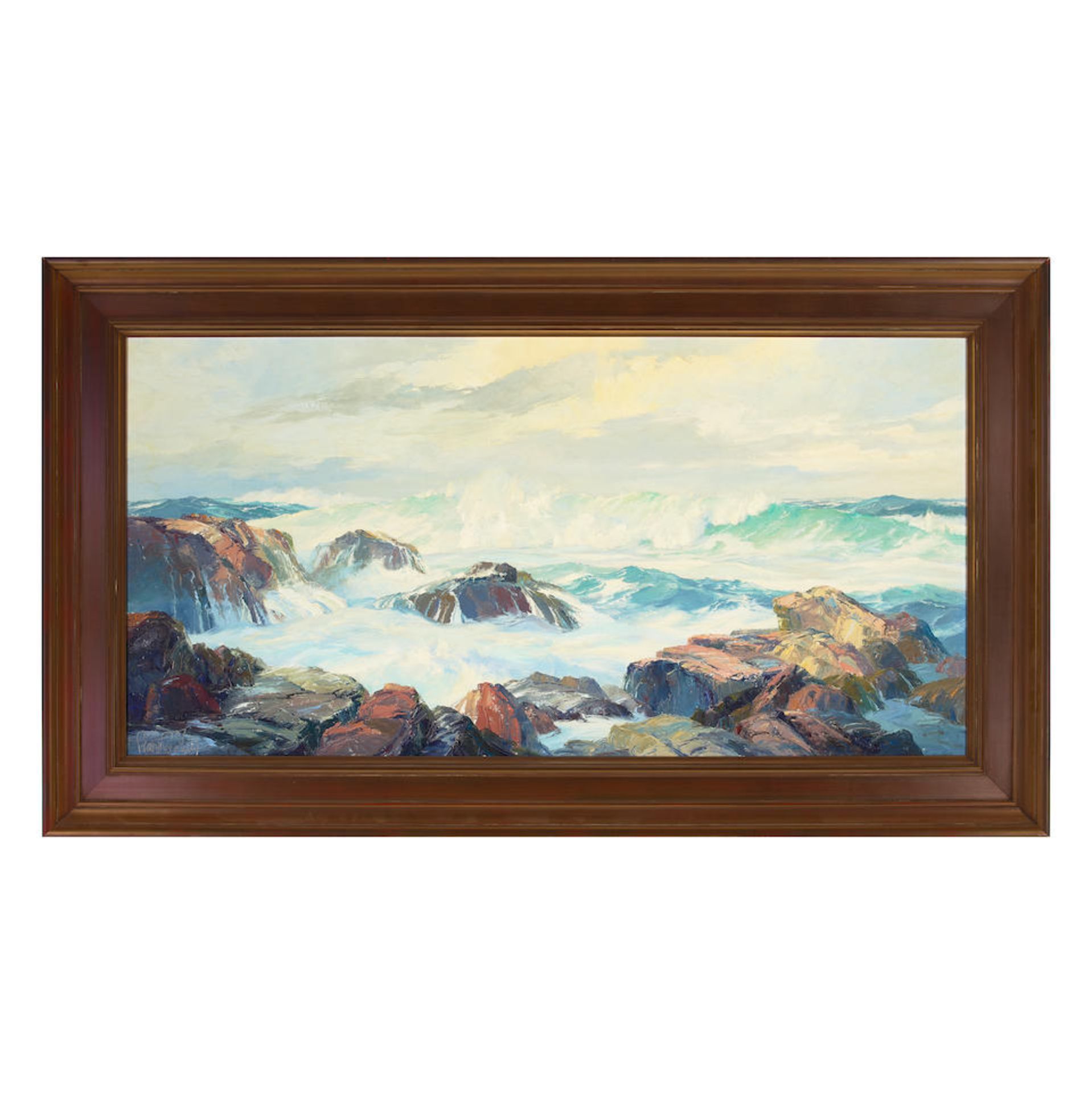 Bennett Bradbury (1914-1991) Turbulent Surf 24 x 48 in. framed 32 1/2 x 56 1/4 in. - Image 2 of 2