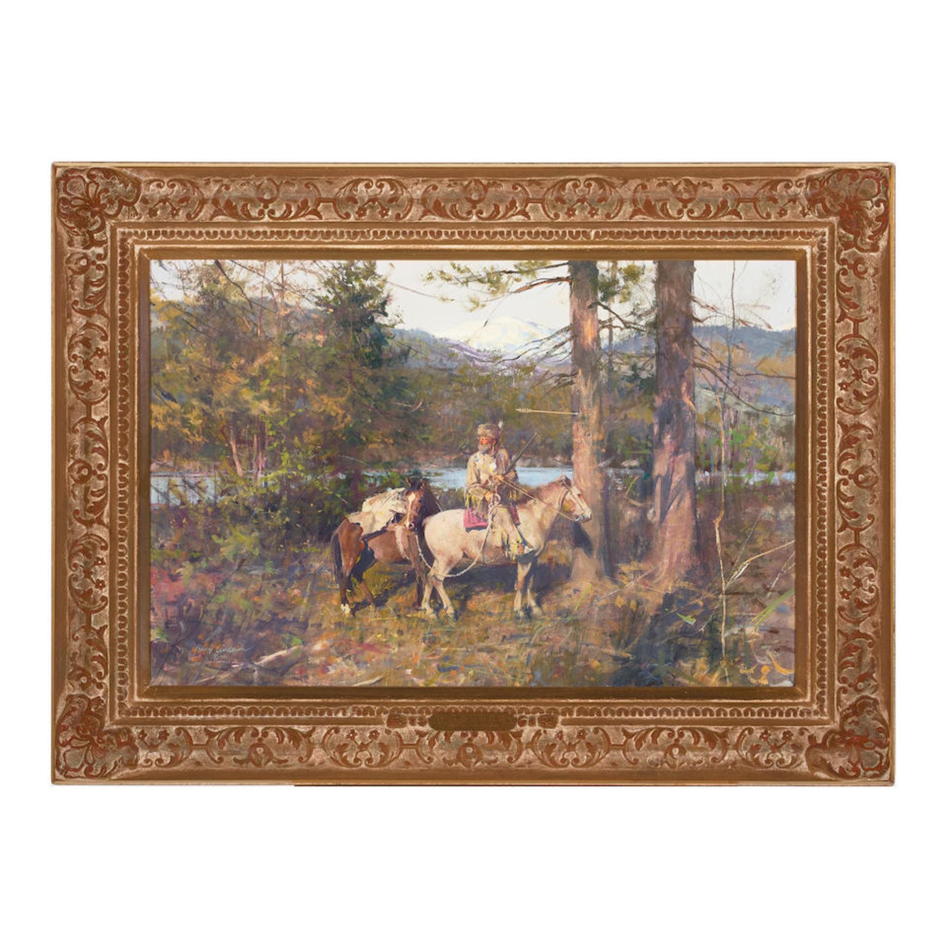 Harry Anderson (1906-1996) Trapper 20 x 30 in. framed 28 3/4 x 39 in. - Image 2 of 2