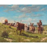 Gary Lynn Roberts (born 1953) Cowboys and Longhorns 24 x 30 in. framed 33 x 39 in.