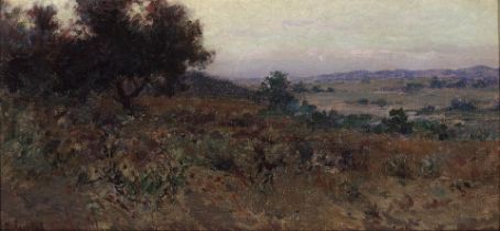 Elmer Wachtel (1864-1929) Dusk 7 x 14 in. framed 12 3/4 x 19 3/4 in. (Painted circa 1906.)