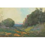 Alexis Matthew Podchernikoff (1886-1933) Hillside of Wildflowers 5 1/2 x 8 1/4 in. framed 9 x 11...