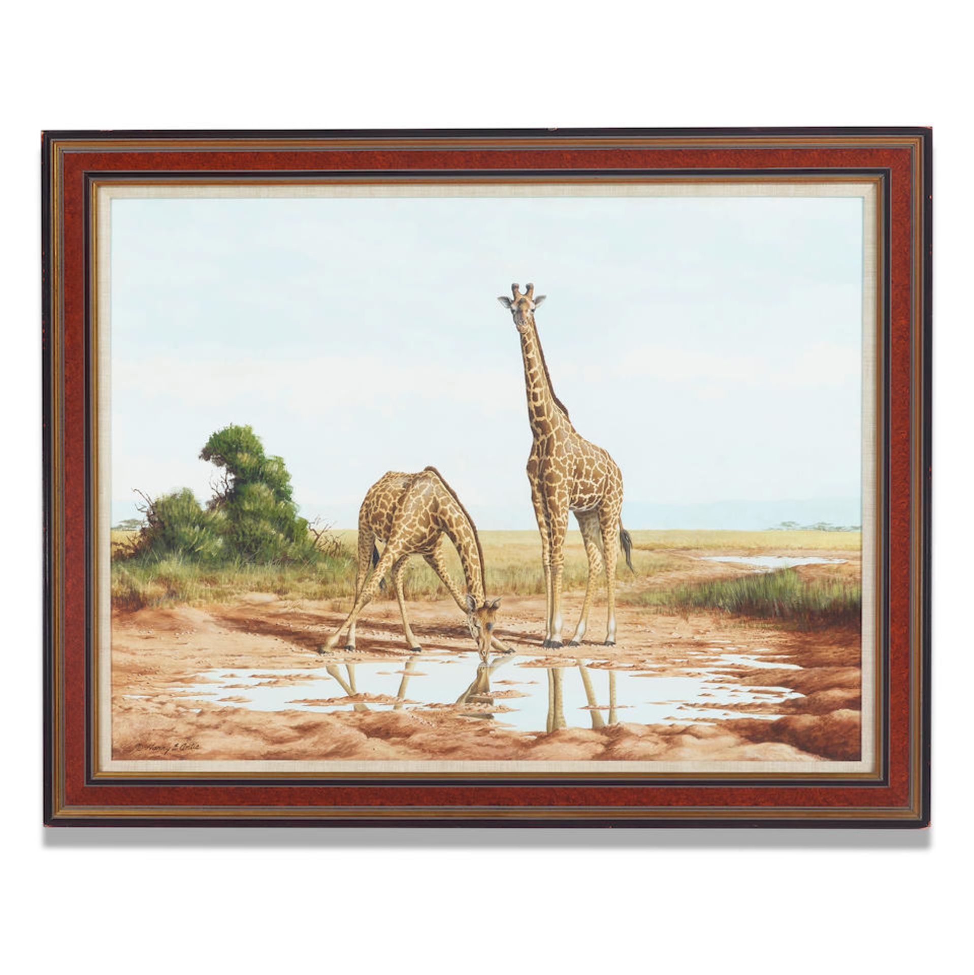 Harry E. Antis (1942-2002) Two Giraffes sight 21 1/2 x 28 1/2 in. framed 26 1/2 x 33 3/4 in. - Bild 2 aus 2
