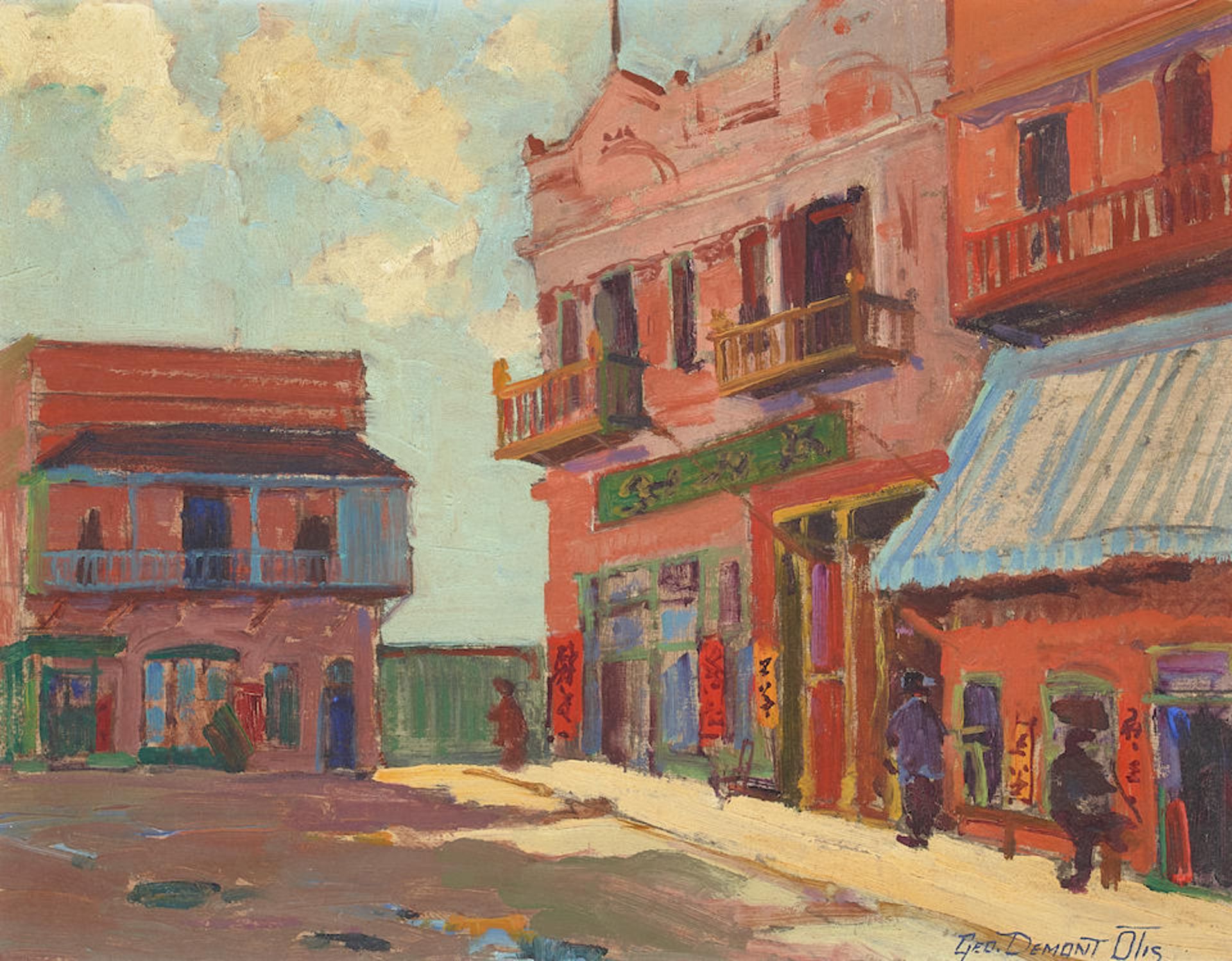 George Demont Otis (1879-1962) Street in Chinatown 14 x 18 in. framed 21 x 25 in.