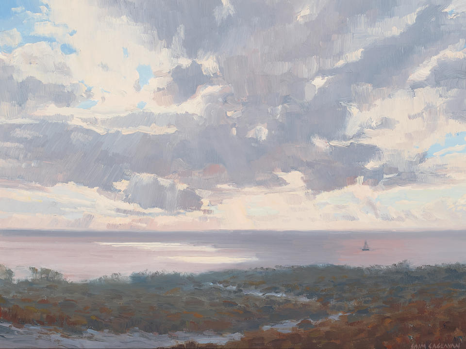 Saim Caglayan (20th Century) Crystal Cove Storm 12 x 16 in. framed 17 1/4 x 21 1/2 in.