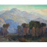Fred Grayson Sayre (1879-1939) Palms in the Early Morning Shadow of the Mountains 33 x 41 in. fr...