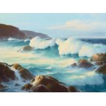 Earl I. Daniels (1920-1999) High Laguna Surf 18 x 24 in. framed 27 x 33 1/4 in.