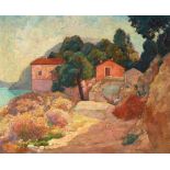 Harry B. Lachman (1886-1975) Les Maisons Roses (Eze, France) 23 1/2 x 28 1/2 in. framed 32 1/2 x...