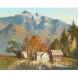 Thomas Andrew Nicholas (born 1934) Below the Mountain 16 x 20 in. framed 26 x 29 1/2 in.