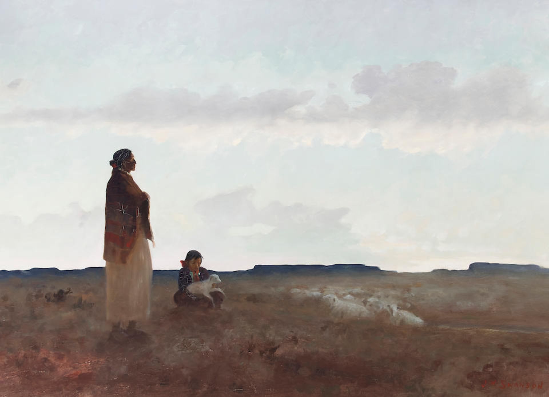 Jack N. Swanson (1927-2014) Evening - Navajo Country 31 x 43 in. framed 37 x 48 in.