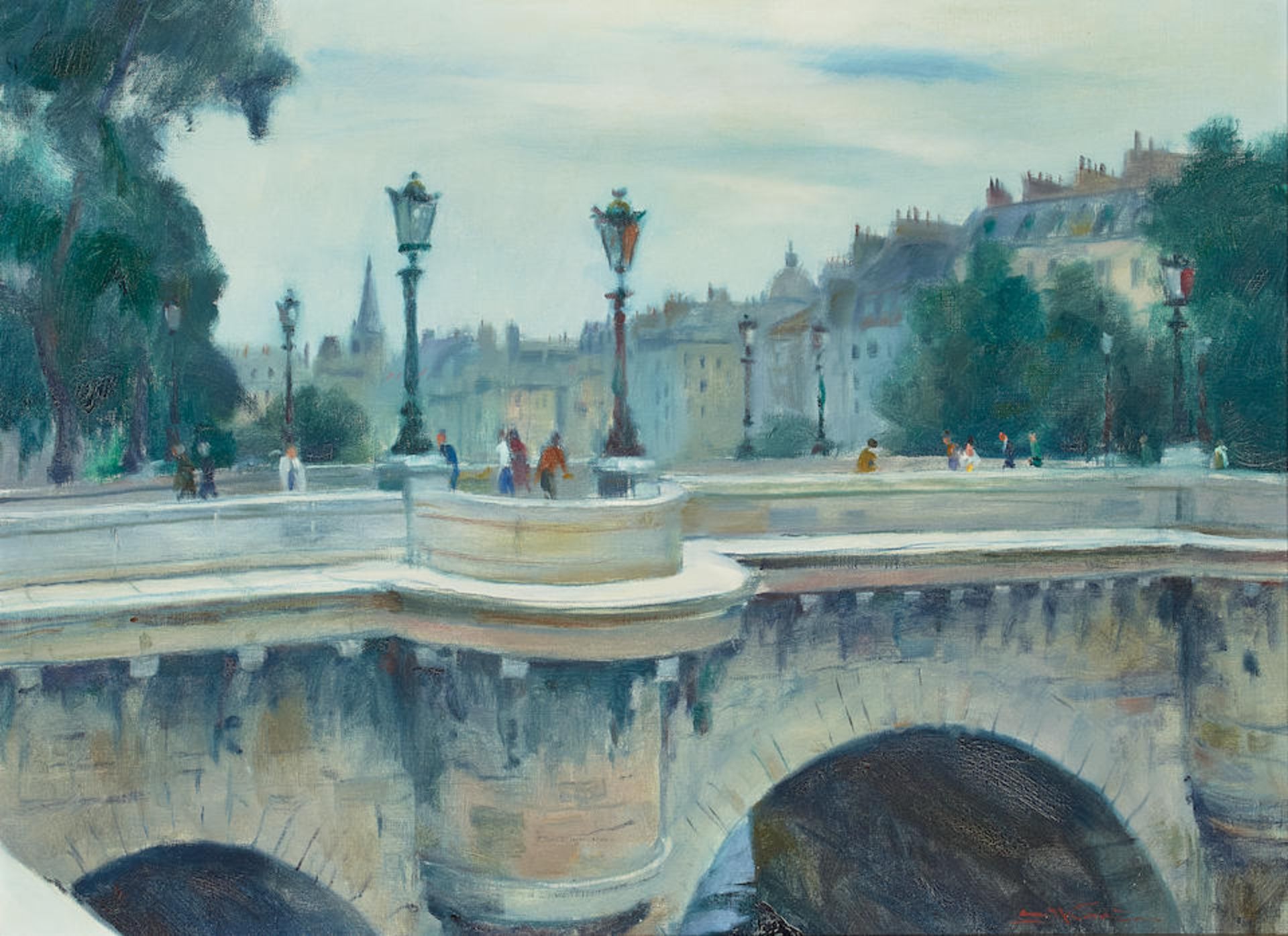 Emil Jean Kosa, Jr. (1903-1968) Pont Neuf #3 21 x 28 3/4 in. framed 29 1/2 x 36 1/2 in.