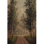 Frederick Schafer (1839-1927) Road through the Trees 30 x 20 in. framed 35 1/2 x 25 1/2 in.