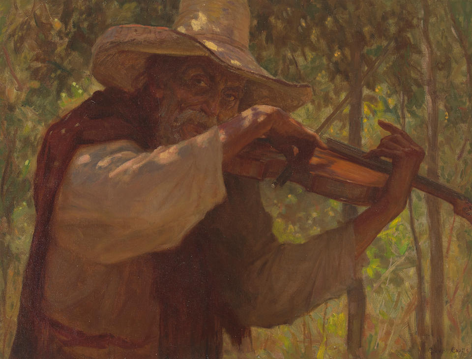 Gordon Coutts (1868-1937) The Fiddler 22 x 30 in. framed 31 x 38 1/2 in.