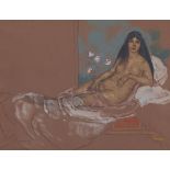 William Penhallow Henderson (1877-1943) Reclining Nude sight 7 1/2 x 10 in. framed 15 x 17 in.