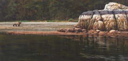 Morten E. Solberg (born 1935) Low Tide Shoreline 14 x 28 1/2 in. framed 25 1/2 x 40 in.