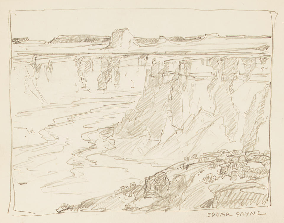 Edgar Payne (1883-1947) Two Southwestern Canyon Landscapes first 8 1/2 x 11 in., second 7 1/4 x ... - Image 2 of 2