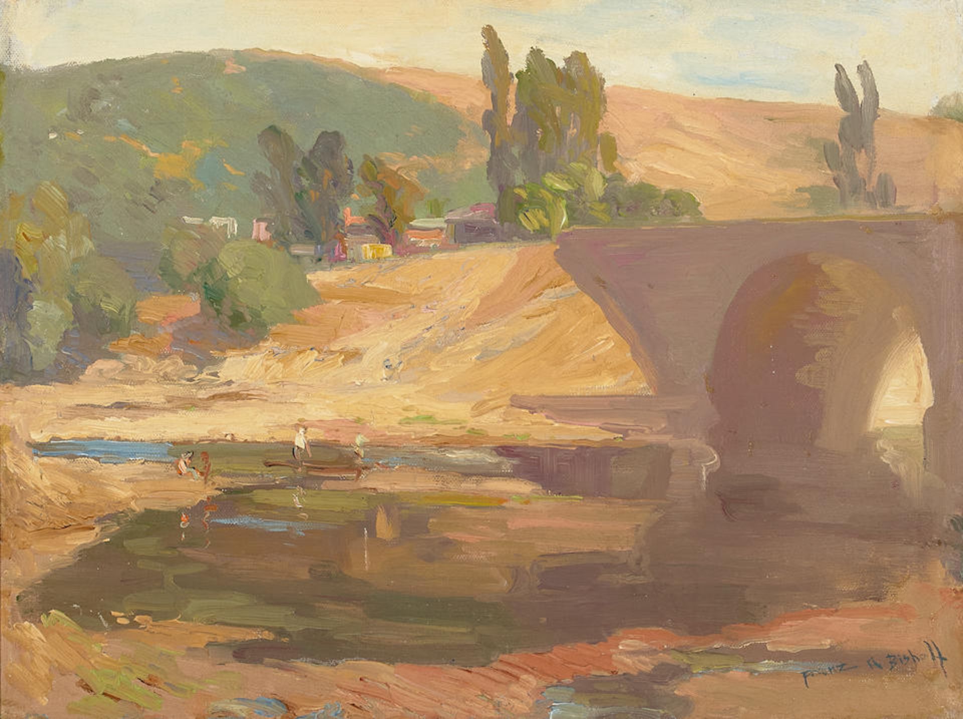 Franz Arthur Bischoff (1864-1929) Along the Arroyo 15 x 20 in. framed 21 x 26 in.
