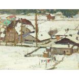 Harry B. Lachman (1886-1975) Hiver en Suisse 10 1/2 x 14 in. framed 17 1/2 x 20 3/4 in.