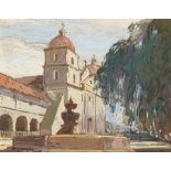 Carl Oscar Borg (1879-1947) Mission Santa Barbara sight 6 1/2 x 8 1/4 in. framed 13 x 15 in.